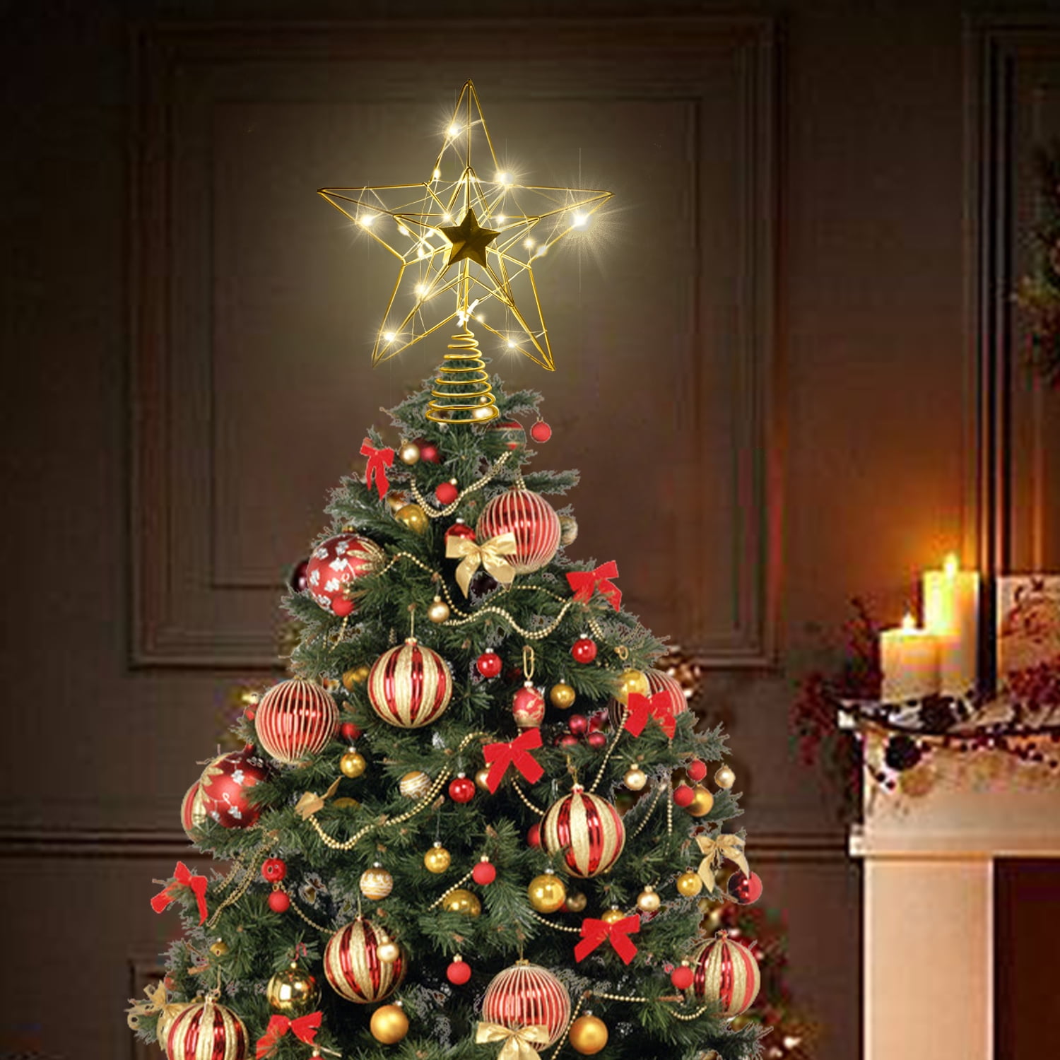 Goodwill Christmas Tree Topper, 10.5''X 9.5''Golden Christmas LED Star