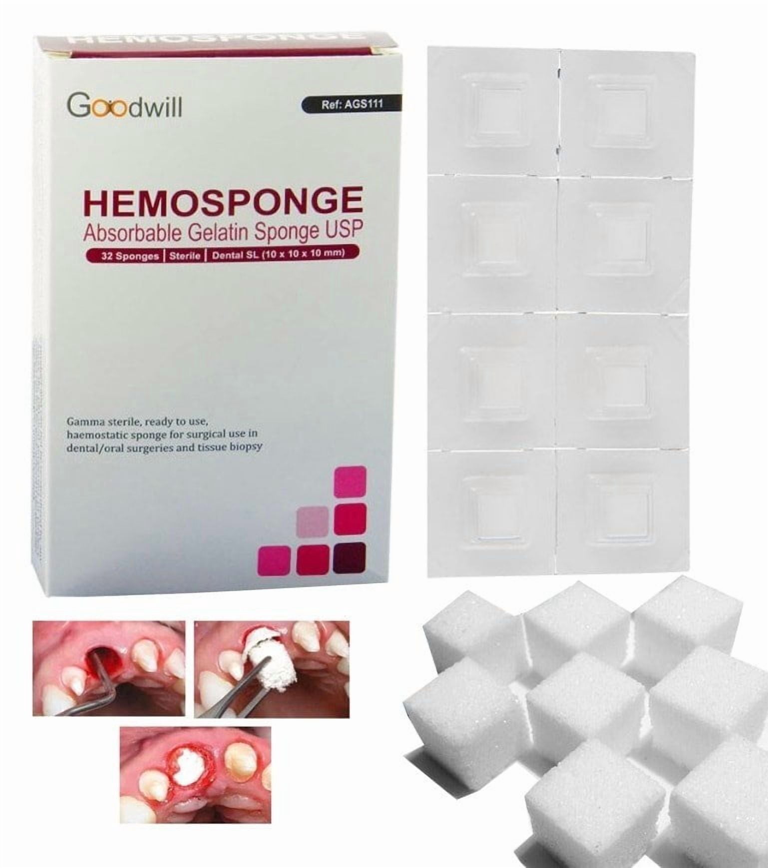 Goodwill Hemosponge 10x10x10 MM Dental Absorbable Gelatin Sponge 32/pk ...