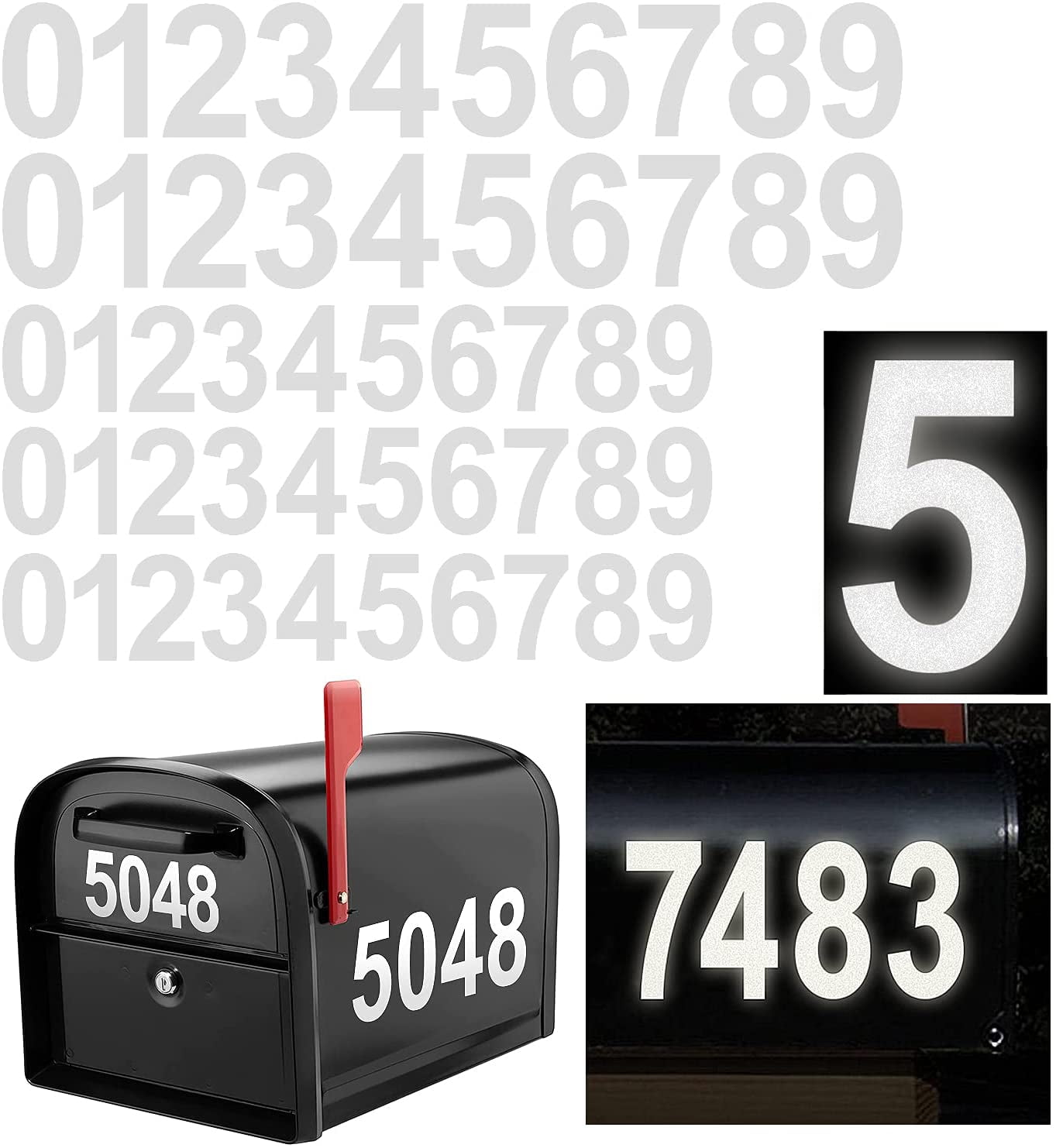 Outus Outus-_Decals_Die-t786 2 Sets Vinyl Numbers Stickers Self-Adhesive  Window Numbers Stickers Die Cut Waterproof Mailbox Number Decals with  Scraper for M