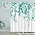 thumbnail image 1 of Goodwill Teal Eucalyptus Shower Curtain Sets, Watercolor Turquoise Leaves on The Top Plant with Floral Bathroom Decoration 72x72 Inch with Hooks, 1 of 7