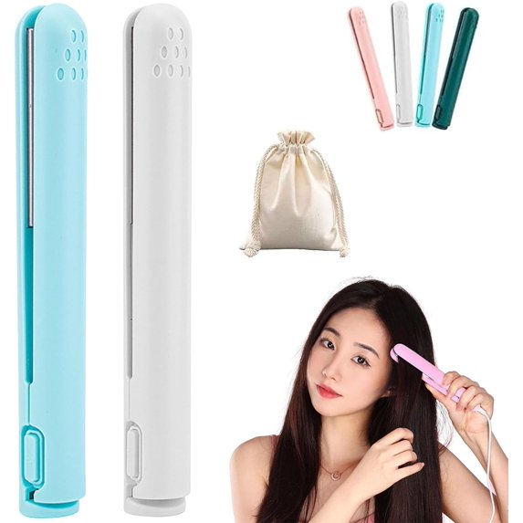 Goodwillbrave Mini Dual Purpose Curling Iron, 2024 Upgrade 2-in-1 USB Hair Straightener Curling Iron, Cordless Portable Travel Curling Wand for Women Short Hair, All Hair Types (2pcs C)