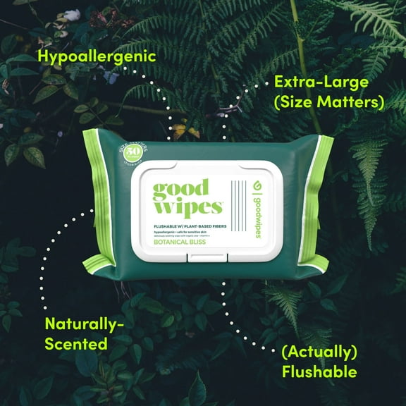 Goodwipes Flushable Butt Wipes, Botanical Bliss Scented, 6 Pack, 300 Total Wipes