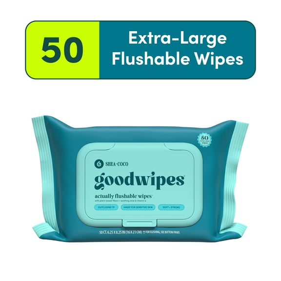 goodwipes Flushable Butt Wipes, Shea-Coco Scented, 1 Pack, 50 Total Wipes