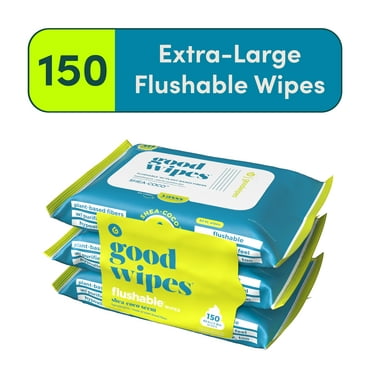 Goodwipes Flushable Butt Wipes Safe for Sensitive Skin, Shea-Coco Scented, 3 Pack, 150 Total Wipes