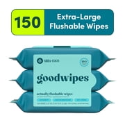 goodwipes Flushable Butt Wipes, Shea-Coco Scented, 3 Pack, 150 Total Wipes
