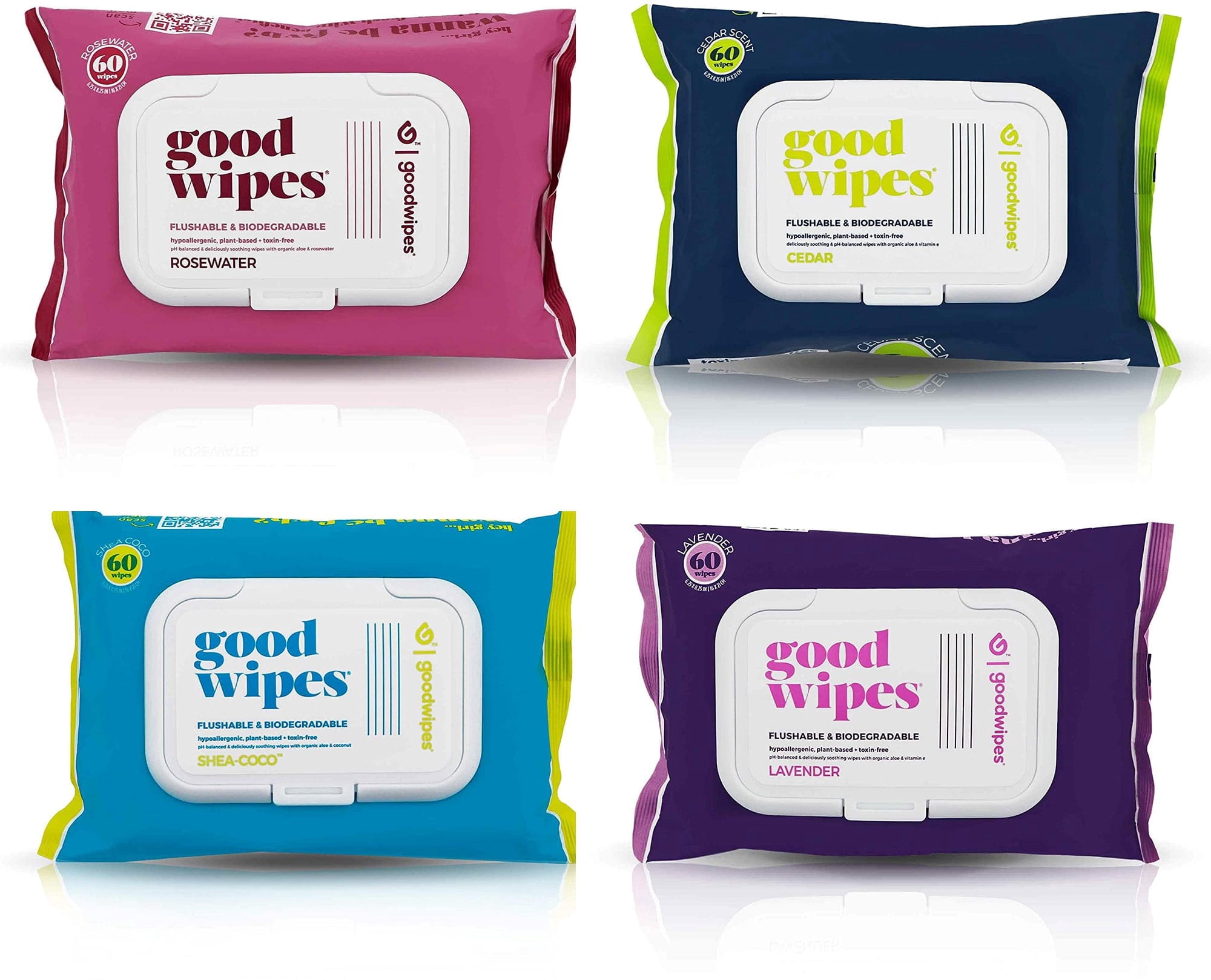 Goodwipes Flushable Wipes 60CT Variety Pack (4 Packs of 60) 1 ea