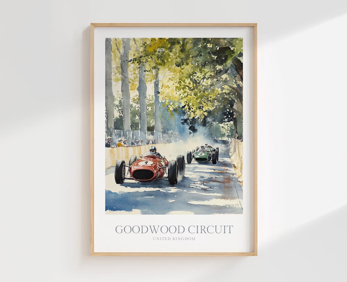 Goodwood Circuit Retro Racing Poster, Game Room, Office, Gallery Wall ...