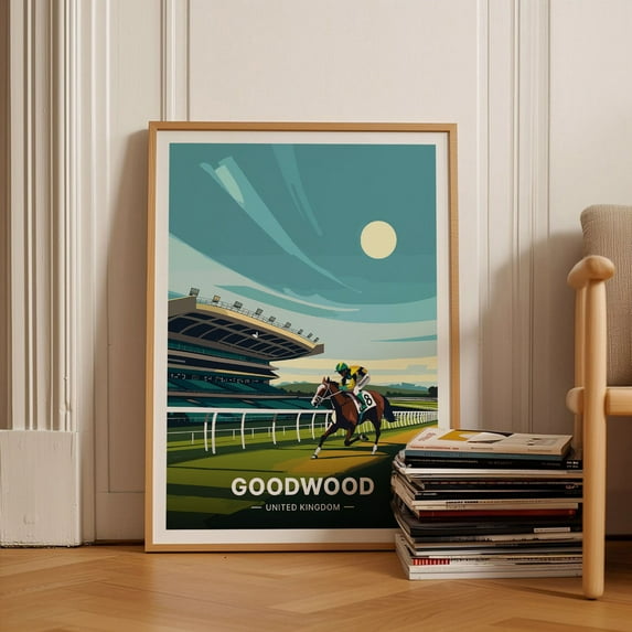 Goodwood Racecourse Travel Poster, Uk Landmark Wall Art, Unique Racing Decor, Ideal Birthday Or Wedding Gift Wall Art, Modern Wall Decor, 12x18 UNFRAMED
