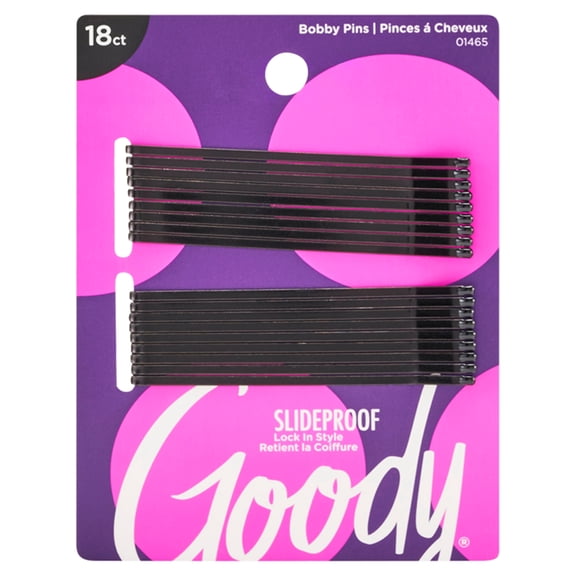 Goody 18 Count 3 Inch Black Bobby Pins for All Hair Types