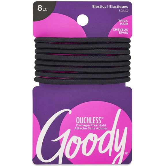 Goody 32823 Classics Elastic, Black, Extra Thick Hair, 8 Count