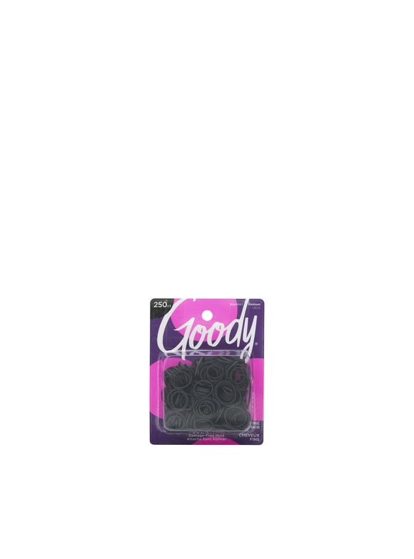 Goody Black Mini Rubberbands, All-Day Hold 250Ct Fine Hair