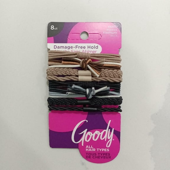 Goody Braided Ouchless Elastics, Damage-Free Hold, 8ct