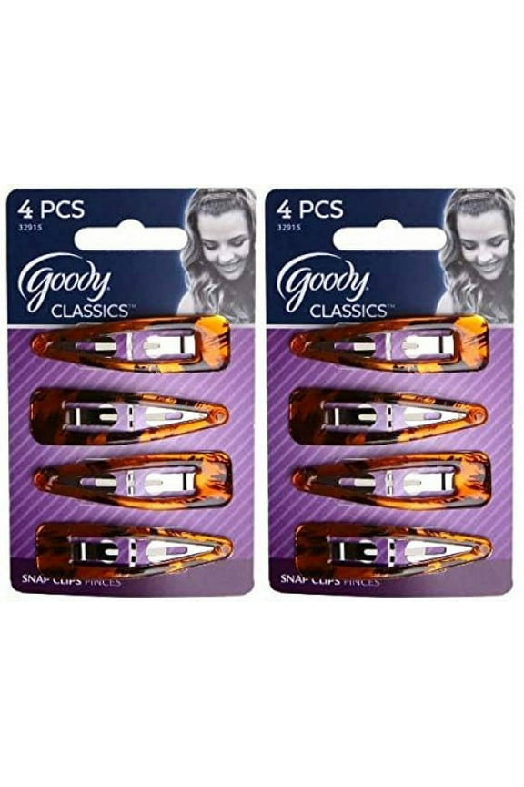 Classics Contour Clip, Shiny Tort, - 2 Packs Of 4 Count = 8 Clips