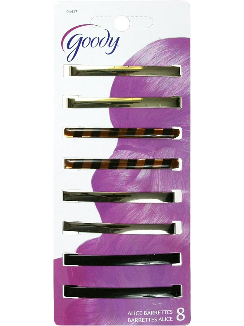 8 Goody Hair Barrettes Tight Clips Assorted Colors and Sizes Tortoise  Pink Blue Goody Toni Barrette Clips, Assorted Gold Colors, 8 Count  main image 4