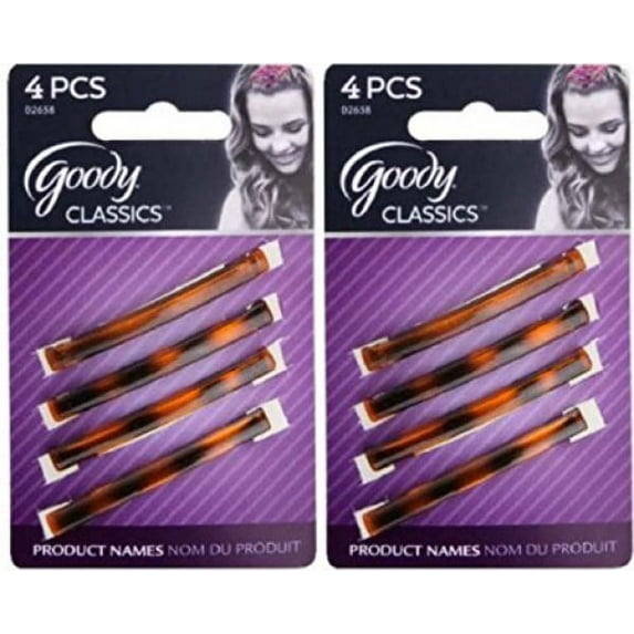 Goody Classics Stay Tight Barrette Mock Tort, 2" - 4 Count Barrettes - 2 Packs