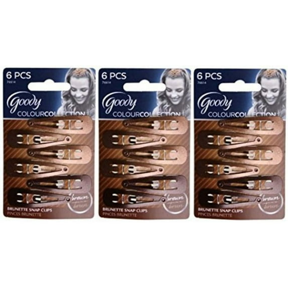 Goody Colour Collection Contour Clips, Color: Brunette - 3 Packs of 6 Count = 18 Count