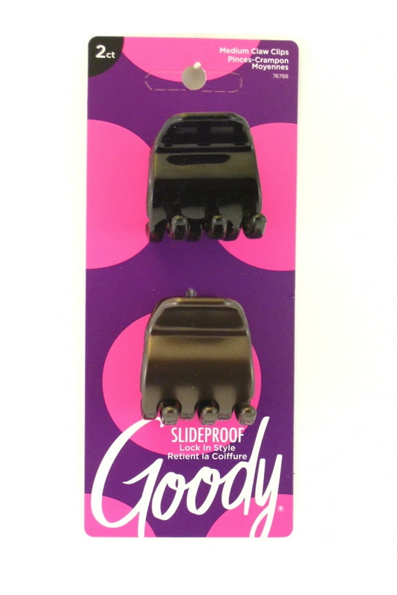 Colour Collection Slideproof 1/4 Claw Hair Clips - Black - 2 Pcs.