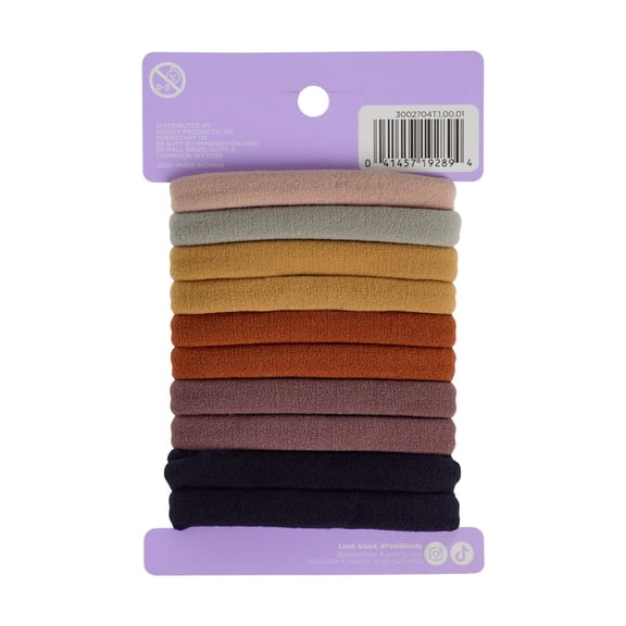 Goody Cool Neutrals Seamless Elastics - 10ct: Hair Styling, All Hair Types, Nylon, Elastic