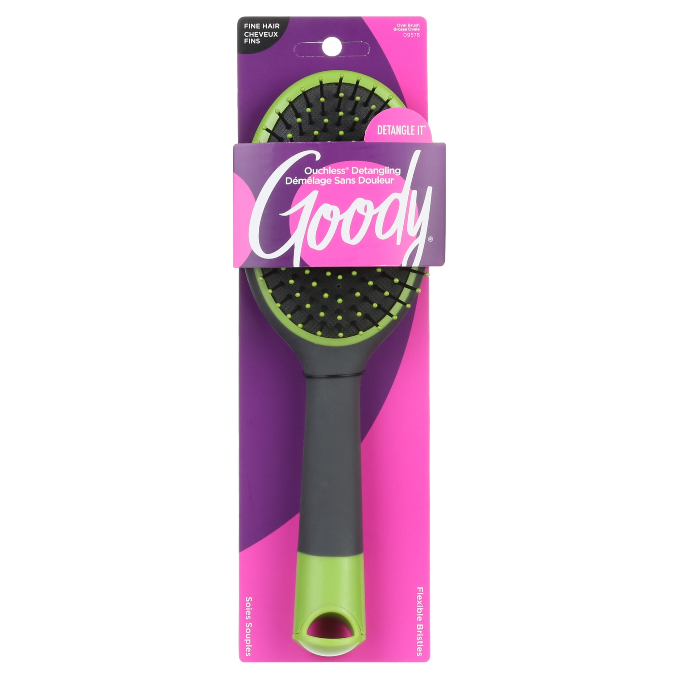  Goody Total Texture Edge Brush - Flexible Nylon Bristles for  Precise Styling - Wide and Fine Tooth Combs for a 3-in-1 Hair Accessories  for Women and Girls - Non-Slip Grip 