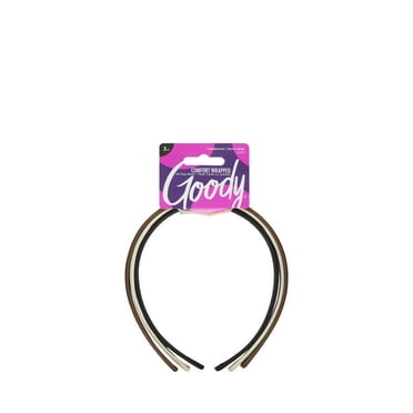 Goody Fabric Covered Headbands for All Hair Types, Neutral Tones, Comfort Fit, 3 Ct