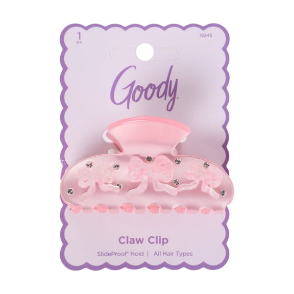 Goody Faux Fleur Claw Clip Hair Accessory Pink Ribbons for Teens and Adults 1 Count