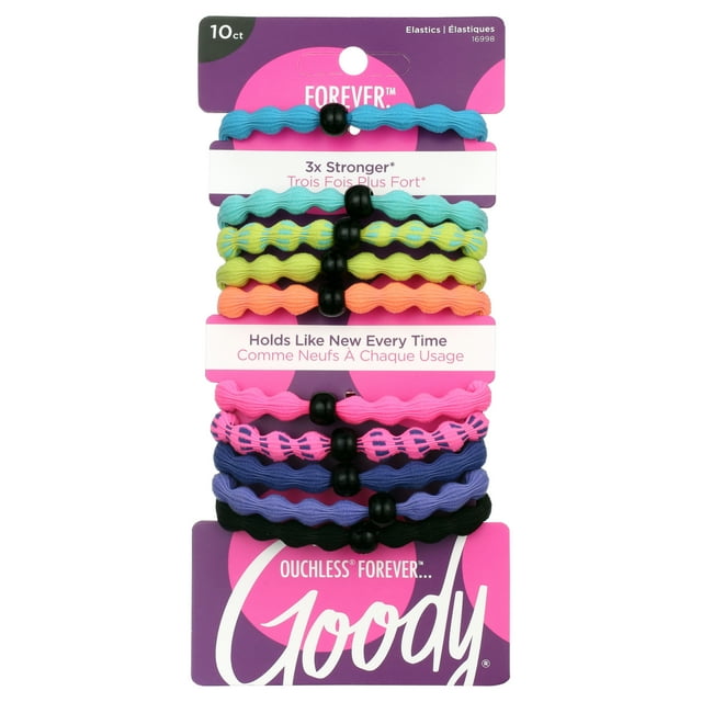 Goody® Forever Colored Hair Elastics, Long Lasting Hair Ties, 10 Ct