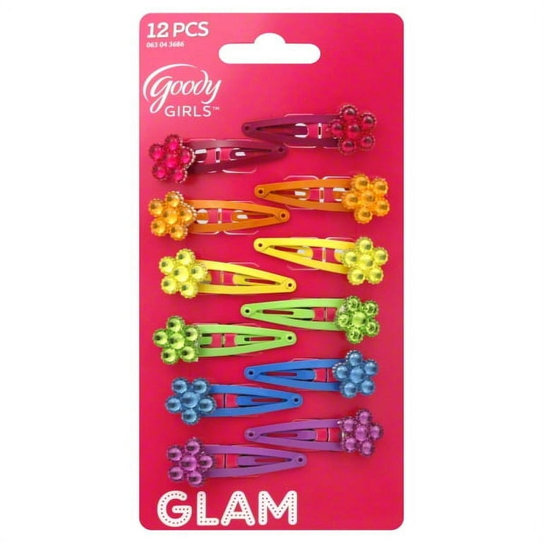 Goody Girls Cute Hair Barrette Pretty Flower Snap Clips, 12 count