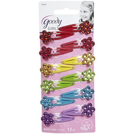 Goody Girls Pretty Flower Snap Clips, - 2 Packs Of 12 count = 24 Clips