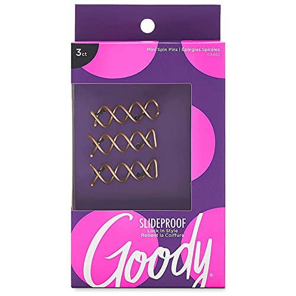 Goody Hair Spin Pin,  - Mini Corkscrew Hair  Pins for Fast Bun  Provides All-Day Hold -  Easy and Quick To  Use - Pain-Free Hair  Accessories for Women, Men,  Boys, and Girls, 3  Count (Pack of 1)