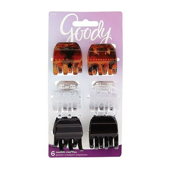 Goody Half Claw Hair Clip, Assorted Colors, 6 Ea, 3 Pack