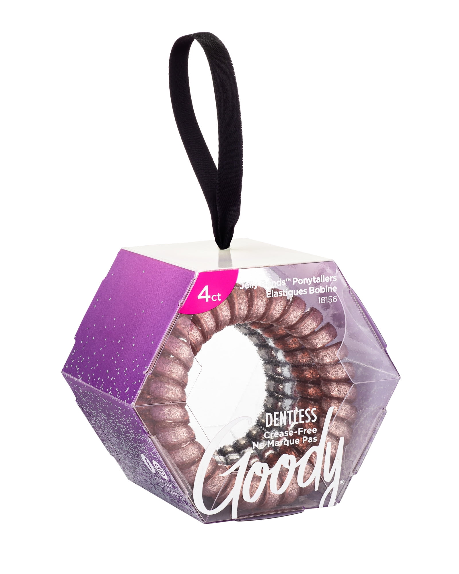 Goody Icy Holiday Coils Pink and Silver Dentless Jelly Bands 4 CT