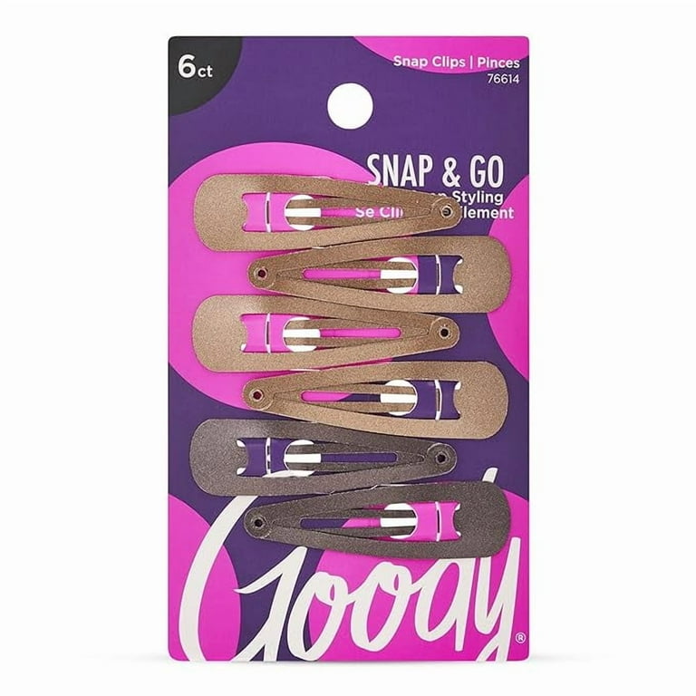 Goody Metal Contour Hair Snap Clips, 6 Count, Brunette Assorted