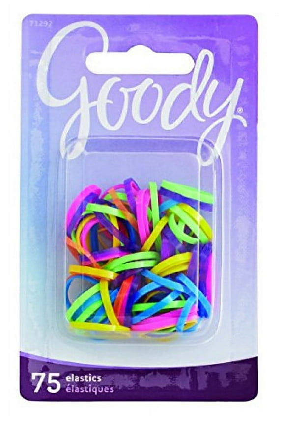 Mini Latex Hair Elastics, Assorted Neon Colors, 75-count