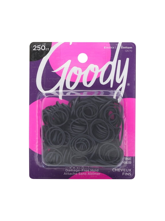 Mini Rubber Bands Black Ouchless Hold Hair Elastics for Fine Hair - 250 Count