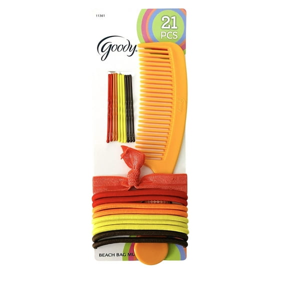 Goody Ouchless 21 Pcs Ribbon Elastic Hair Tie Bobby Pins & Comb Set - Various Colors