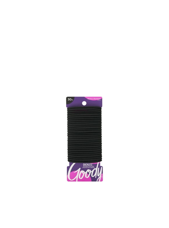 Goody Ouchless® Black Hair Elastics, No Metal Gentle Hair Ties, 30 Ct