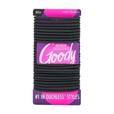 Goody Ouchless® Black Hair Elastics, No Metal Gentle Hair Ties, 30 Ct