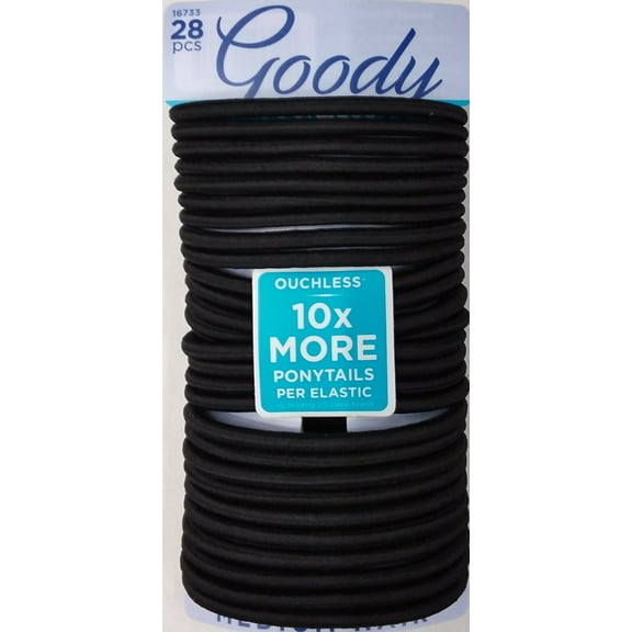 Goody Ouchless Braided Elastics, Black Hair Ties, Ponytail Holders & Scrunchies, 28 Ct