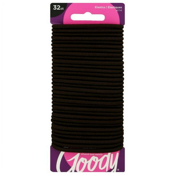 Goody Ouchless Braided Elastics, Brown, 32 count