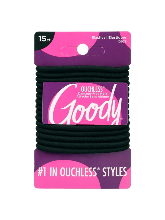 No Damage Braided Design Hair Elastics Black 15 Count