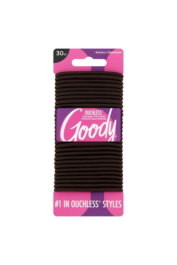 Ouchless® Brown Hair Elastics, No Metal Gentle Hair Ties, 30 Ct