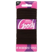 Goody Ouchless Brown Hair Elastics, No Metal Gentle Hair Ties, 30 Ct