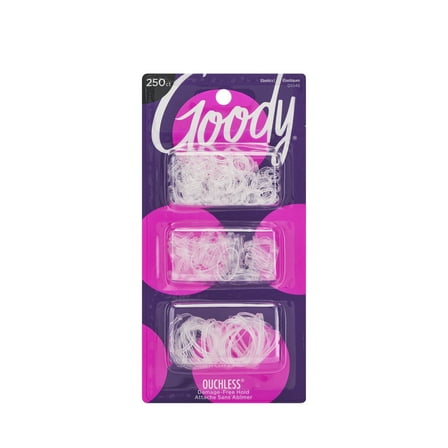 Goody Ouchless Mini Poly Band Hair Ties, No Metal Gentle Hair Elastics, Clear, 250 Ct