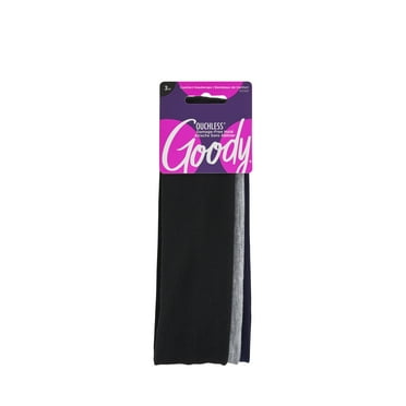 Goody Neutral Fabric Headbands, Soft, All-Day Comfort and Style, Navy, Grey, Black, 3 Ct