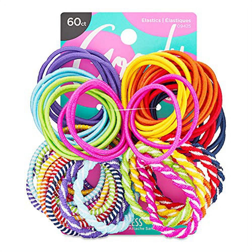 Goody Ouchless Elastic Hair Ties 60 Count, Assorted In Brights and