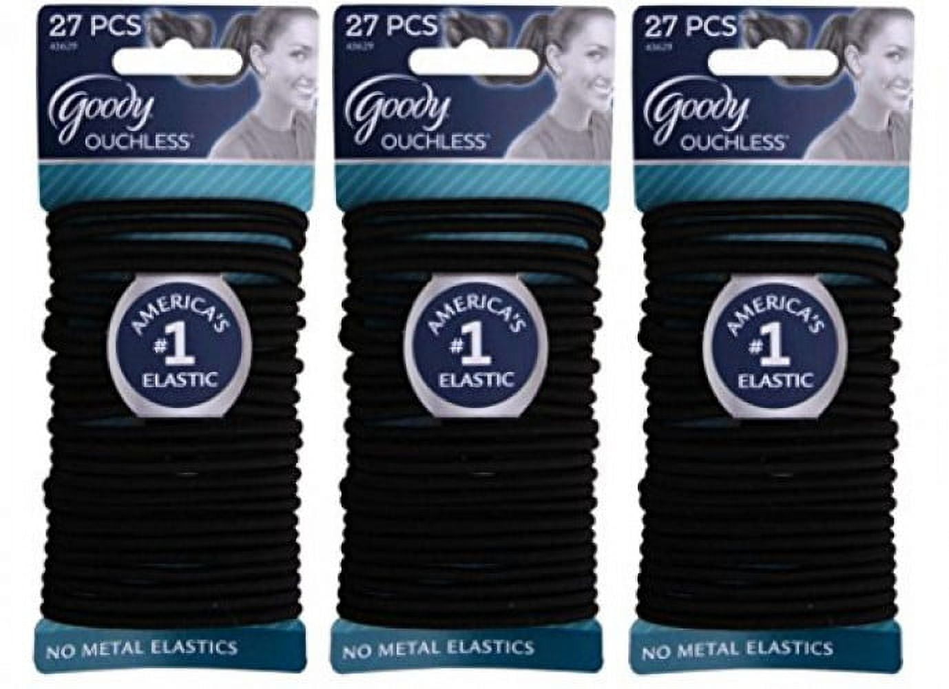Goody Ouchless Elastic Thick, Black, 27 Count - 3 Packs