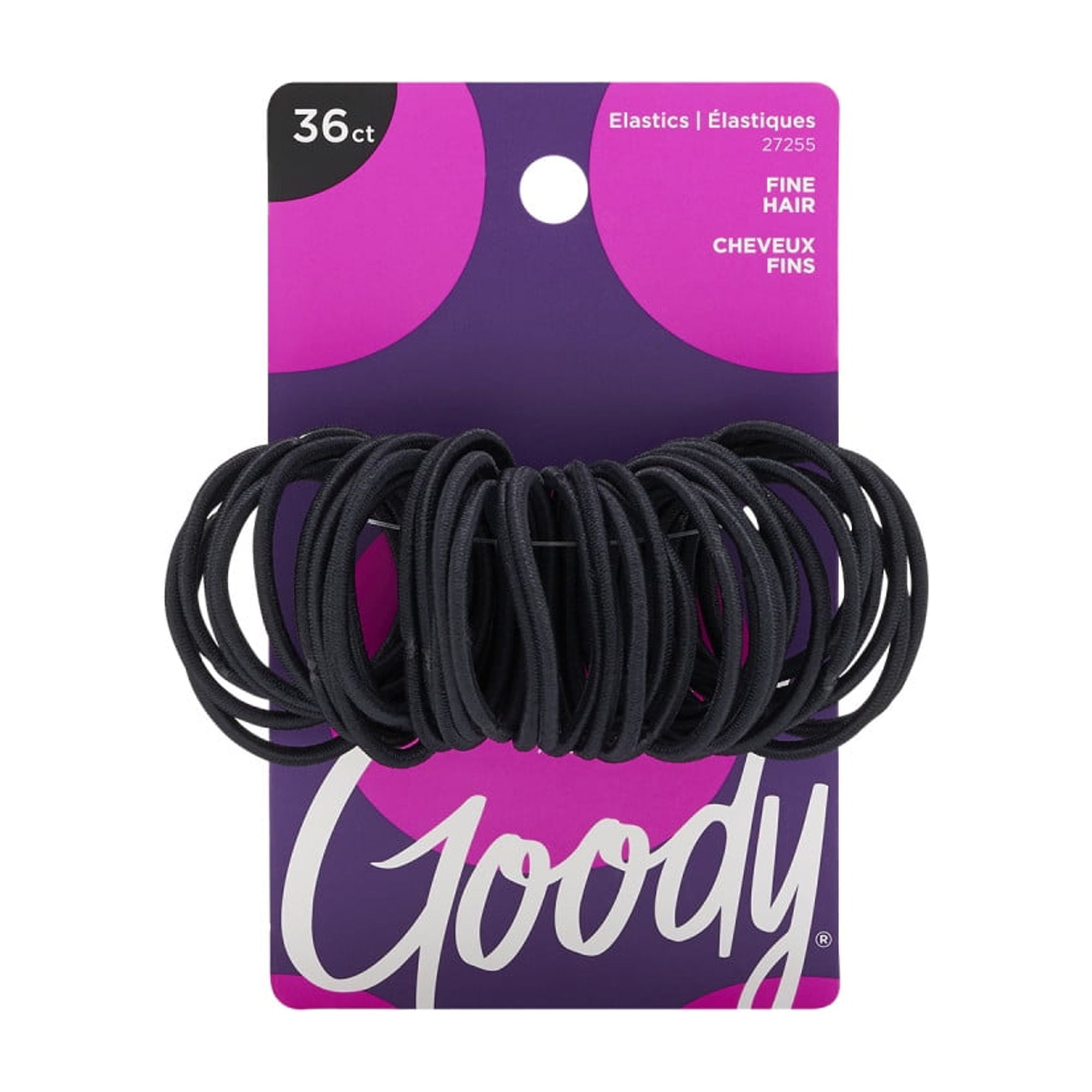 Goody Ouchless® Elastics, Black Hair Ties, 2mm Hair Elastics, 36 Ct