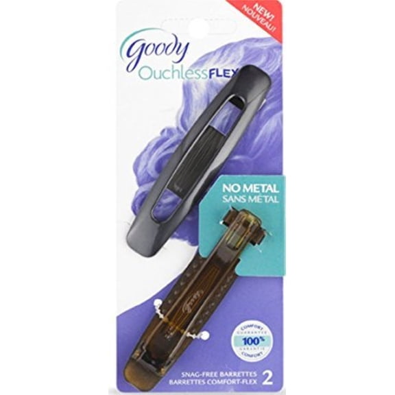 Goody Ouchless Flex Large Autoclasp Barrettes, Color Combination May Vary - 2 Count - 2 Packs