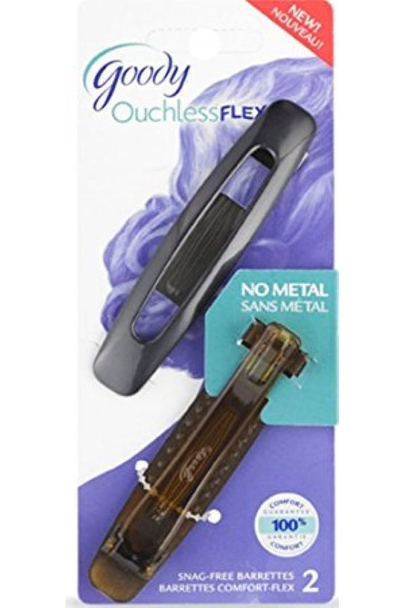 Ouchless Flex Large Autoclasp Barrettes, Color Combination May Vary - 2 Count - 2 Packs