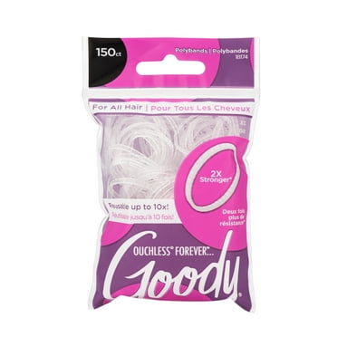 Goody Ouchless Forever Polyband Hair Ties, Clear Elastic Bands, All Hair Types, 150 Ct